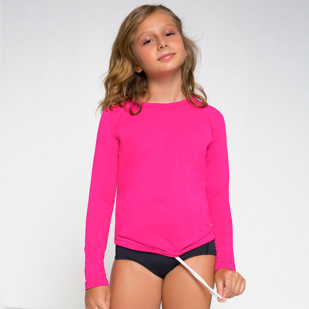 Camiseta Kids Uvpro ML Rosa UPF50+